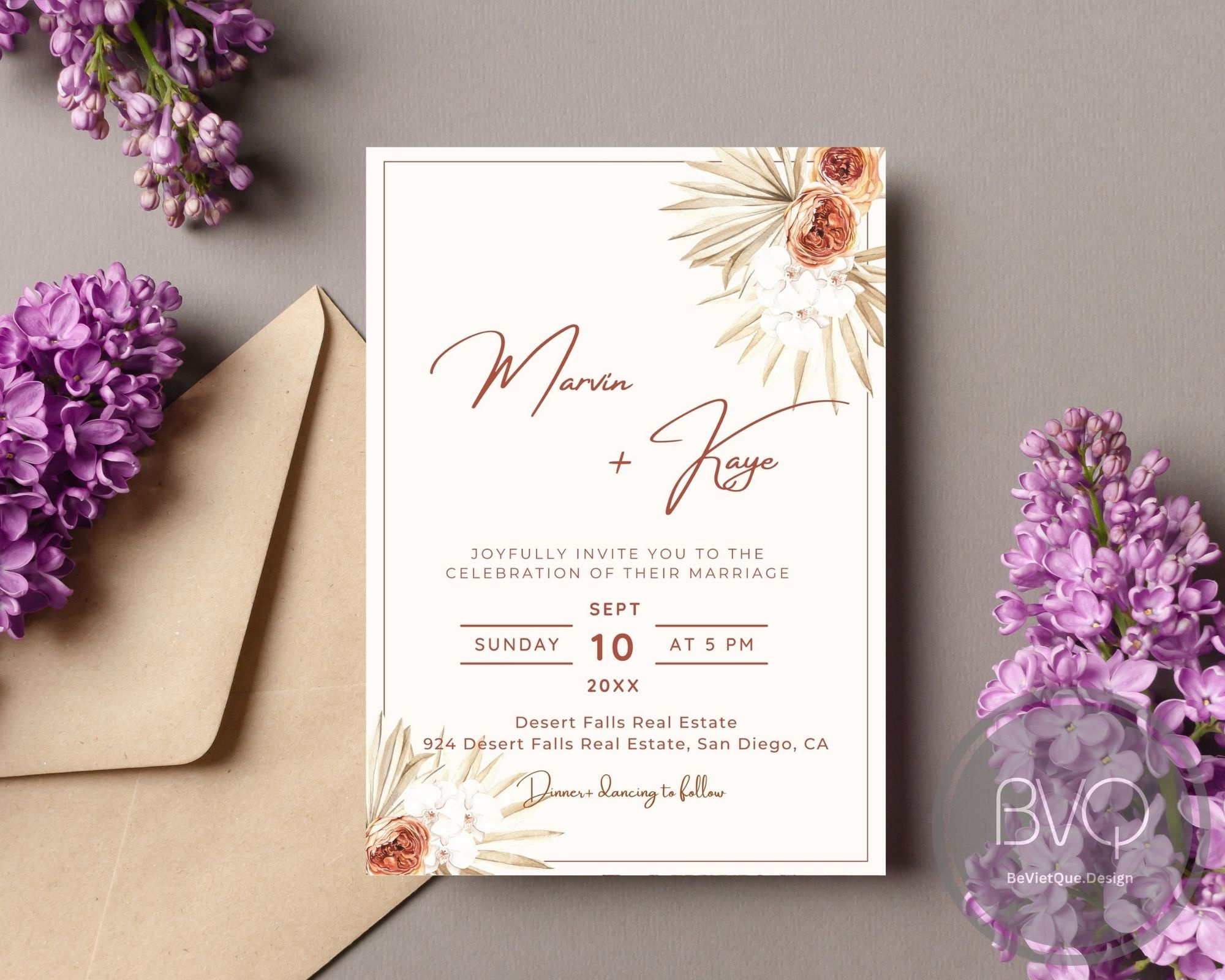 Minimalist Wedding Invitation Template-Y012 branding design graphic design illustration invitation logo template printable wedding card wedding invitation