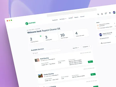 Dashboard Redesign for Cleanilo Partners dashboard dashboard design design minimal modern ui ui ui design ui designs uidesign webdesign