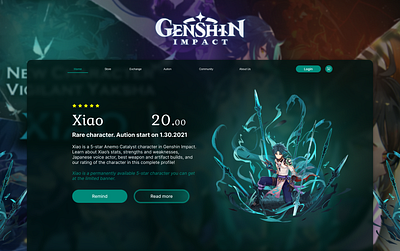 Genshin Impact Game Store - Landing Page game ui ux ui web