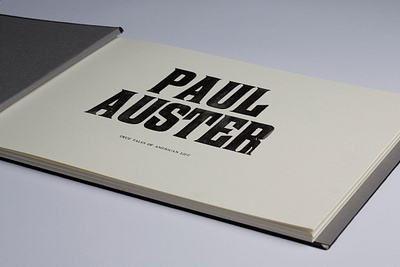 Reimagination of Paul Auster's "True Tales of American life" book graphic design illustration letterpress traditional letterpress