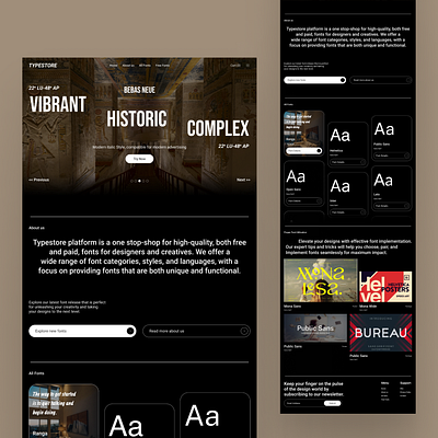 TYPESTORE - A Font Marketplace Website design figma landing page productdesign ui uidesign ux web design webdesign websitedesign