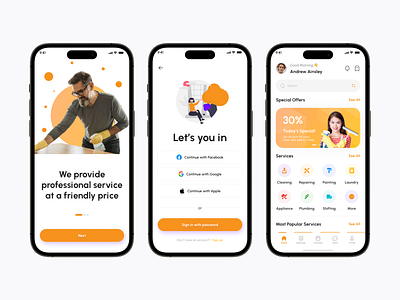 Clean Service App Design app design branding clean app clean service app design landing page design online service app ui ux ux design