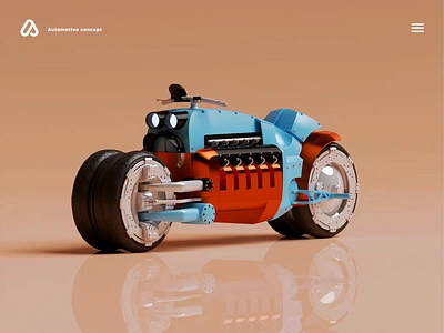 Motorbike animation 3d animation app automotive branding car design game illustration indrustrial intereactive isometric landingpage lowpoly product design rendering ui video visual design website