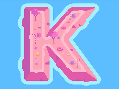 36 Days Of Type | K 36daysoftype affinity designer candy candy island candy world flat illustration island isometric k landscape letter k vector