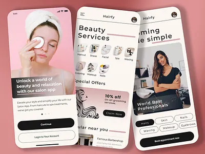 Beauty Marketplace App beauty beauty product beauty salon cosmetics design hair hairdresser makeup manicure massage mobile pedicure salon salon beauty skincare spa therapy treatment uiux wellness