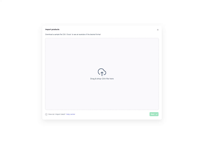 Import of products animation clean design drag and drop file uploader import interface micro interactions modal motion graphics muzli popup product progress progress bar skeleton ui ux web