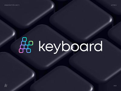 K for Keyboard. 36 Days of Type. Day 11 36 days of type blockchain branding crypto defi deploy development for sale gradient icon identity letter k lettering logo software tech unused