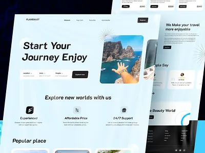 Travel Website Design | Landing Page UI awesome design design idea flamekast homepage idea inspiration landing page landingpage tour ui uiux webdesign website