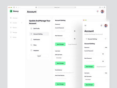 Web-Account Settings/Profile Page account component dashboard dashboard design dashboard ui design form landing page settings ui user web account settingsprofile page web app website