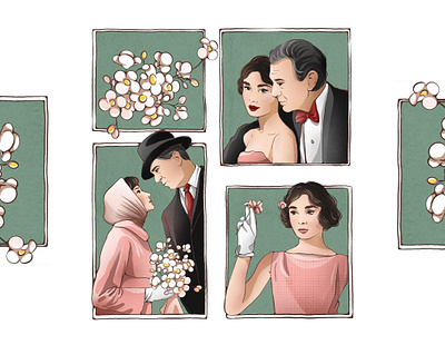 Love & flowers 2d art couple creative design digital art flat flower illustration love photoshop simple