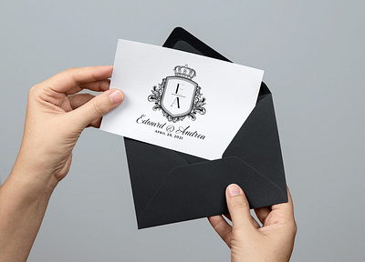 Classic Luxe Wedding Crest bespoke wedding logo custom monogram custom wedding logo design illustration logo luxury logo luxury wedding logo wedding logo wedding monogram