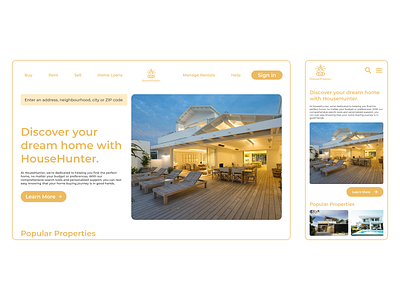 HouseHunter UI Design for real estate page concept mobile property real realestate ui webdesign