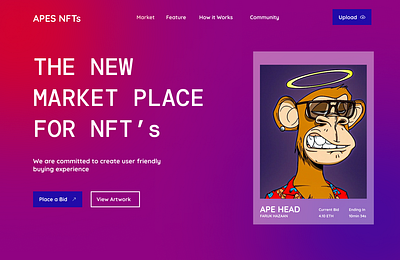 APES NFTs HERO SECTION landingpage ui webdesign website