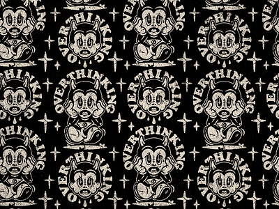 Overthinking (pattern ver.) 30s cartoons cartoons depressed evil illustration laserblazt logo pattern rubberhose texture vintage