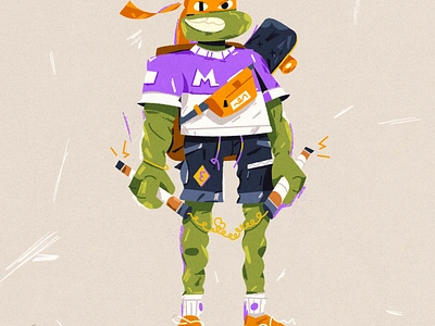 Mike 90s art cartoon character comics design geek illustration michelangelo ninjaturtles redesign skateboard tmnt vector