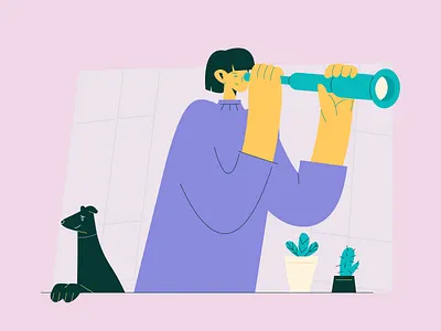 There is something awesome brandillustration branding colorful design digitalart digitalillustration dog flat flatillustration girl graphic design illustration line lookingfor plants search vector woman