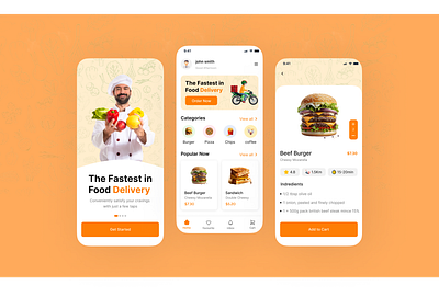 food Delivery app 3d animation branding graphic design logo motion graphics ui
