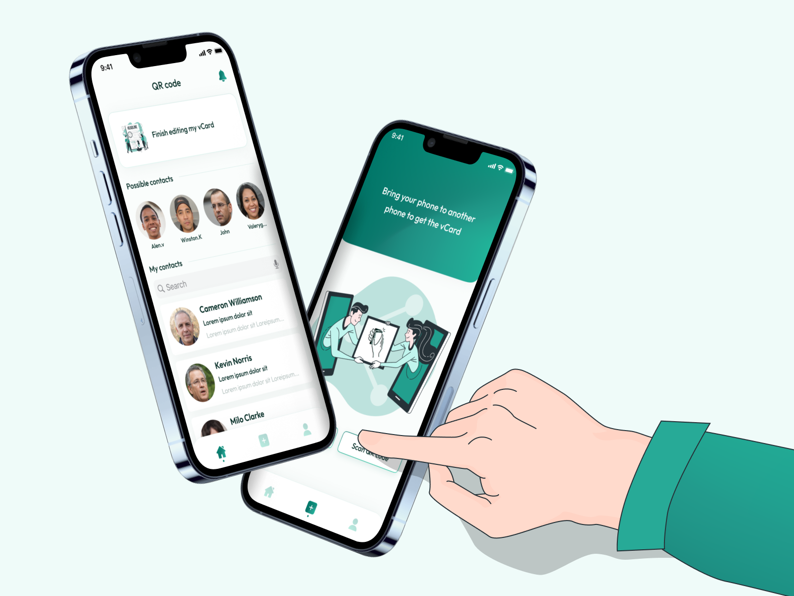 Business cards mobile app by Vladislav Diadchenko on Dribbble