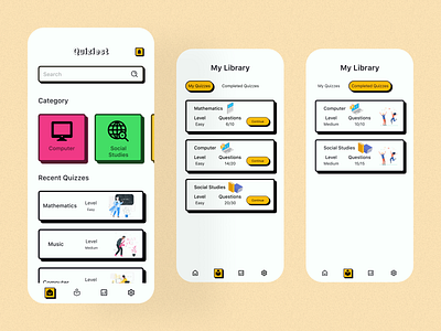 Quiz Application app app development app design appdesign mobileappdesign branding design graphic design illustration logo ui ux