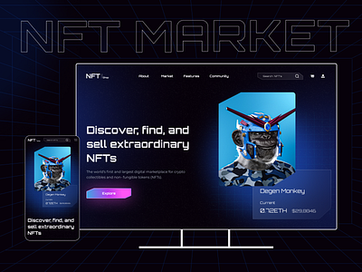 NFT market website landing page future graphic design illustrations landing page nft ui ux website