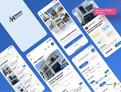 Home Seeker Real Estate Mobile App appdesign appdevelopment appinterface appuserinterface cleaninterface homesearch messagingapp minimalistdesign mobileappdesign moderninterface propertylistings propertysearch real estate realestateagent realestateapp realestateinvesting uiuxdesign userexperience userinterface