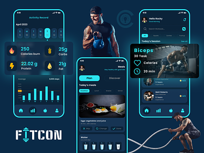 Fitcon - Workout & Gym Planner App animation graphic design gym gym apps illustration workout workout gym planner app