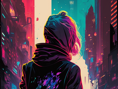 Futuriste cyberpunk full-color vectoriel 4:7 adobe ambiance art numérique color cyberpunk design full color futuriste graphic design graphisme illustration illustrator science fiction sombre twitch vector vectoriel vif ville