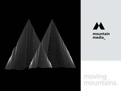 Mountain Media apple black brand branding design flat graphic design icon illustration line logo minimal monogram parametric simple swiss symbol vector