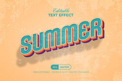 Summer Text Effect Vintage Layered Style 70s 80s bold design editable effect font lettering old style summer text type typography vector vintage