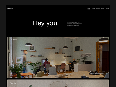 Hey you - Framer template dark design framer minimal typography ui ux website