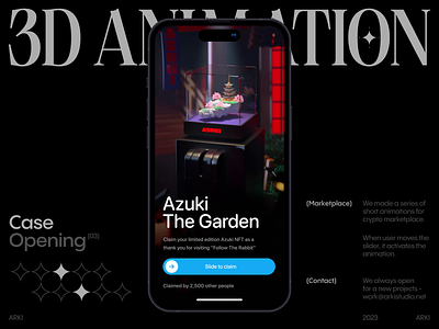 Case Opening 03 / 3D Animation 3d app arki azuki box c4d cinema4d coin crypto garden glass japan mobile motion graphics nft redshift sky slider