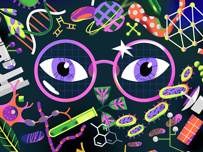 Young Minds in STEM 2d after effects animation cells character dna education glasses illustration illustrator learn science space stem technology
