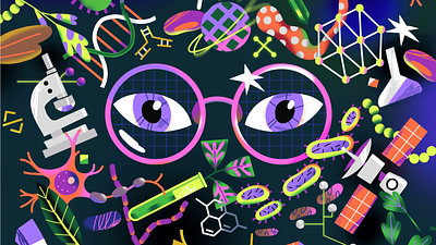 Young Minds in STEM 2d after effects animation cells character dna education glasses illustration illustrator learn science space stem technology