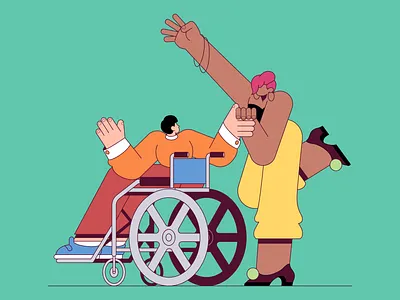 People having fun! 1/25 characters dancing fun happy man person in wheelchair ui vector wheelchair woman