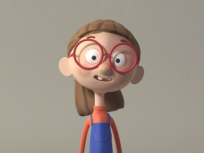 Girl 3d character child girl glasses illustration zbrush