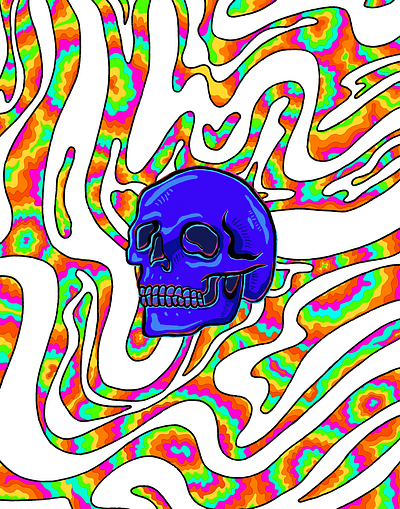 Trippy Skull background drawing graphic design procreate rainbow skull trippy