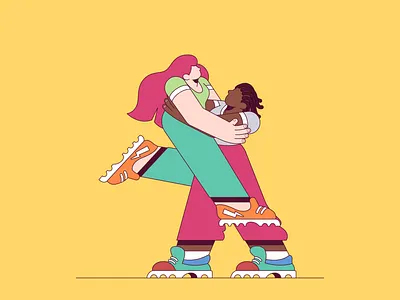 People having fun! 2/25 couple dancing fun girl happy illustration man sneakers ui vector woman