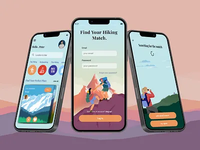 Hiking Match art branding design illustration illustration art ui vector