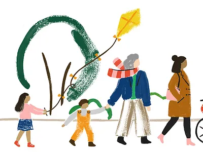 Leeds Inspired - family activities character design hand painted illustration illustration nature park people illustration woodland