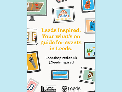 Leeds inspired advert advertising hobbies illustration online activities print design