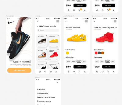 Nike sneakers app (UI design) design figma illustration nike shoe ui ux