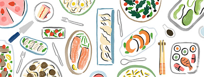 Leeds Inspired - food and drink dinner party dinner table food illustration illustration