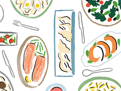Leeds Inspired - food and drink dinner party dinner table food illustration illustration