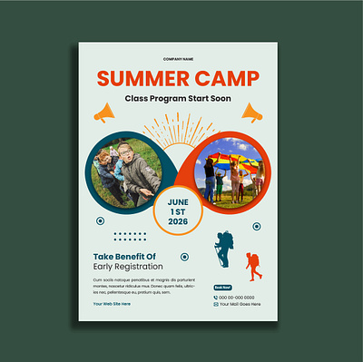 Kids Summer Camp Flyer Template surfing