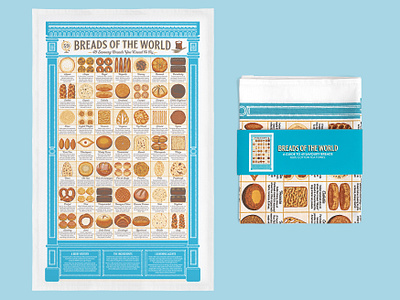 Breads of the World Tea Towel baking bread design graphic design illustration infographic sourdough tea towel wheat