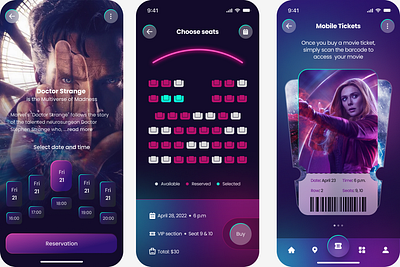 Movie ticket booking app (UI inspiration) design figma ui ux