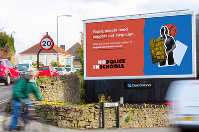 No police in schools - billboard advertising billboard design collage illustration graphic design illustration layout layout design
