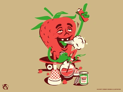 Strawberry Cough! 420 character design graphics illustration mascot skateboarding t shirt design vans vector vector design