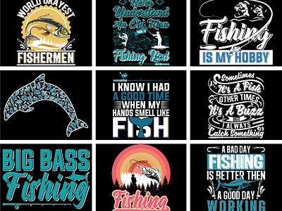 Fishing Tshirt Bundle designs, themes, templates and downloadable