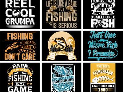 Fishing Bundle Tshirt Design designs, themes, templates and